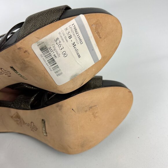 Cole Haan Womens NikeAir Strappy Heeled Sandals Brown Speckled Leather size 8.5B - Picture 11 of 13